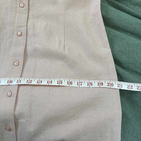 90s Northern Reflection Linen Maxi Dress Womens M Pink Button Front Vintage - Picture 8 of 10